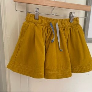 Mini boden floral lined corduroy skirt with light blue velvet drawstring.